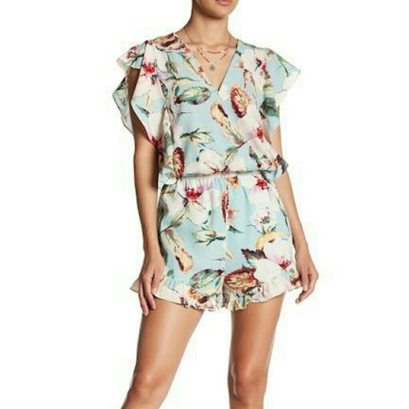 Whyte Eyelash Pants - Whyte Eyelash Ruffle Sleeve Floral Romper